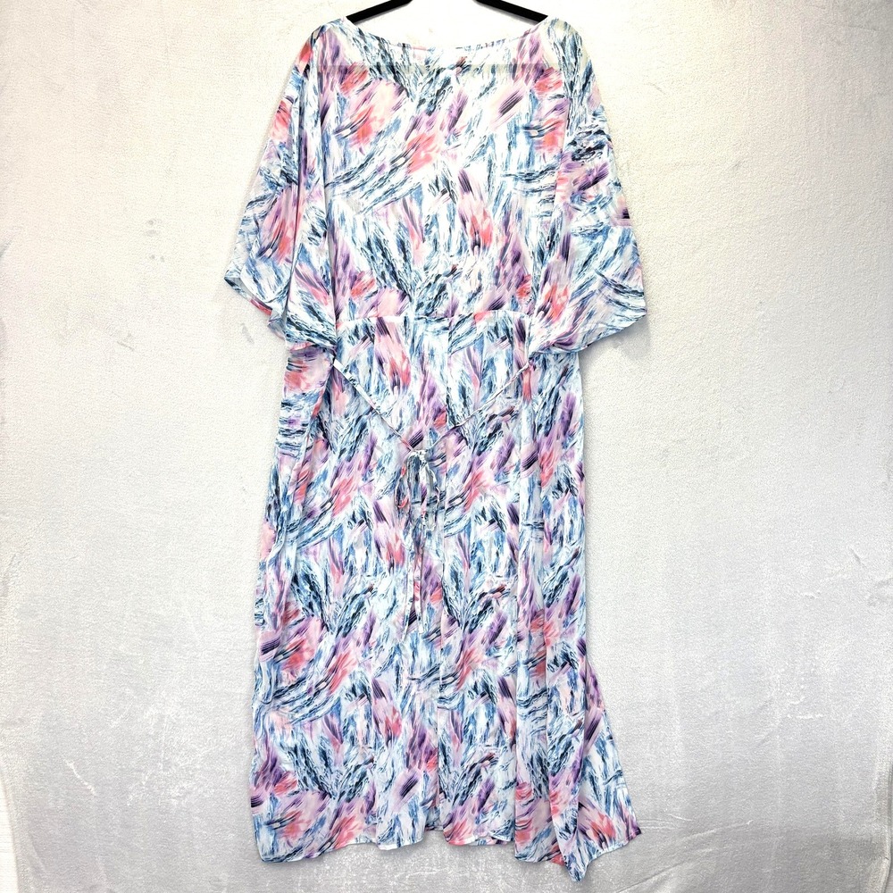 BEACH TO BEACH Sheer Swim Cover Up Womens 24/26 Blue Abstract Maxi Long Light - Picture 2 of 11